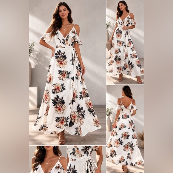 Simplee Apparel Dresses & Skirts - Simplee Women's Sz Medium Floral Prints‎ Beach Vacation Wrapped Maxi Dress NWT